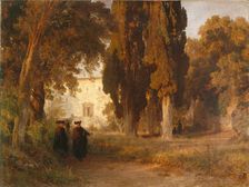 The Monastery Garden, after 1857. Artist: Achenbach, Oswald (1827-1905)