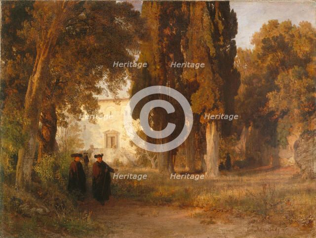 The Monastery Garden, after 1857. Artist: Achenbach, Oswald (1827-1905)