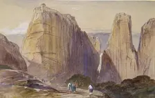 The Monastery of Meteora, 19th century. Artist: Edward Lear