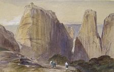 The Monastery of Meteora, 19th century. Artist: Edward Lear