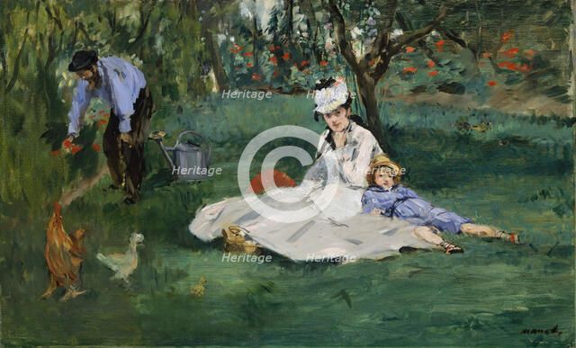 The Monet Family in Their Garden at Argenteuil, 1874. Creator: Edouard Manet.