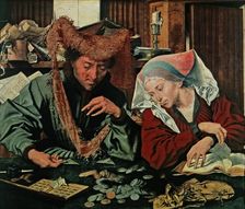The money changer and his wife oil painting by Marinus Reymerswaele