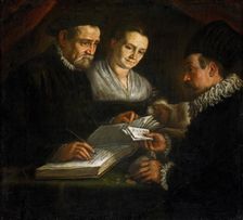 The money-changer Orazio Lago, his wife and a client