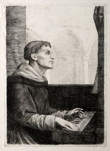 The Monk at the Organ. Creator: Alphonse Legros (French, 1837-1911)