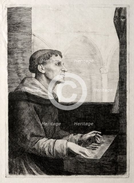 The Monk at the Organ. Creator: Alphonse Legros (French, 1837-1911).