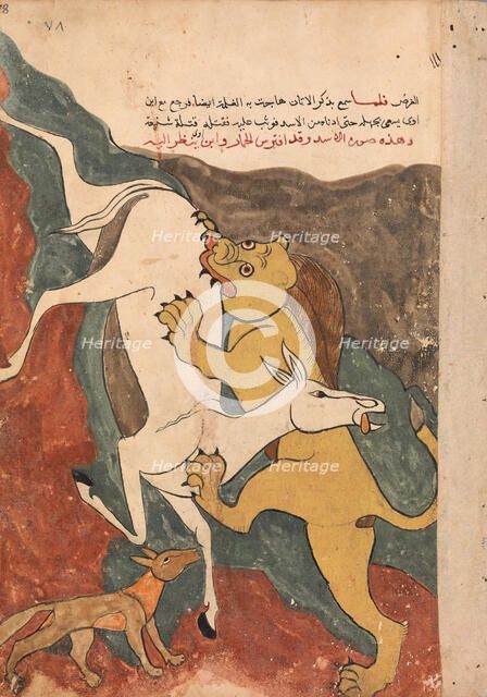 The Monkey Tells the Story of the Fox Luring the Ass to its Death by the Lion..., 18th century. Creator: Unknown.