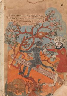 The Monkey Tries Carpentry, Folio from a Kalila wa Dimna, 18th century. Creator: Unknown