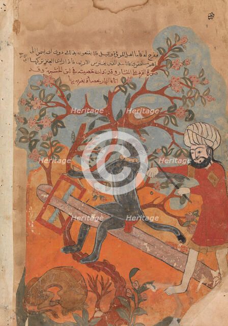 The Monkey Tries Carpentry, Folio from a Kalila wa Dimna, 18th century. Creator: Unknown.