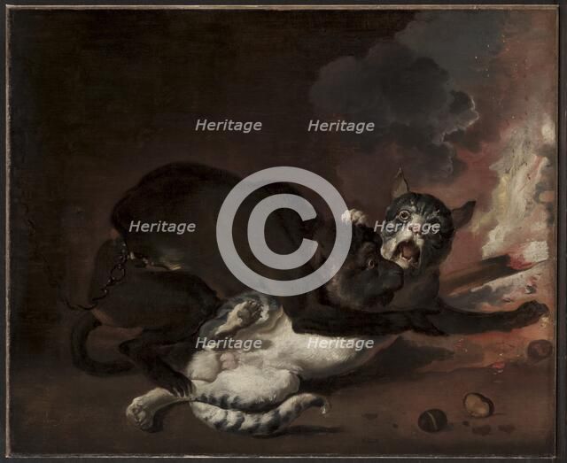 The Monkey and the Cat, probably 1670s. Creator: Abraham Hondius (Dutch, c. 1625-1695).