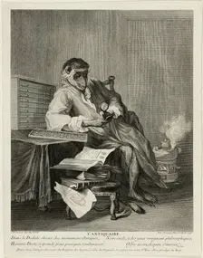 The Monkey Antiquarian, 1743. Creator: Pierre-Louis de Surugue