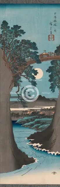 The Monkey Bridge in Kai Province (Koyo Saruhashi no zu), ca. 1841-42. Creator: Ando Hiroshige.