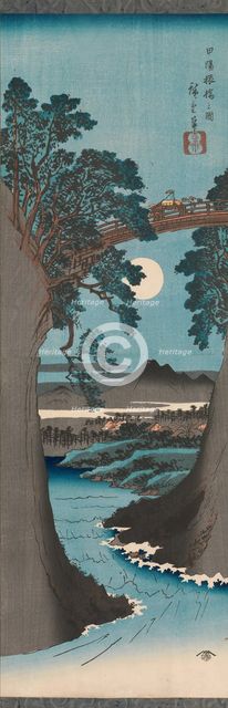 The Monkey Bridge in Kai Province (Koyo Saruhashi no zu), ca. 1841-42. Creator: Ando Hiroshige.