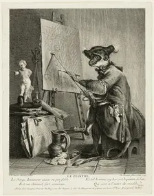 The Monkey Painter, 1743. Creator: Pierre-Louis de Surugue