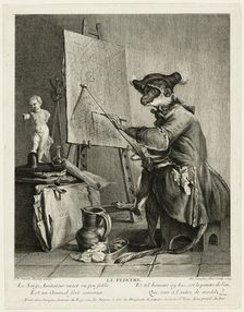 The Monkey Painter, 1743. Creator: Pierre-Louis de Surugue
