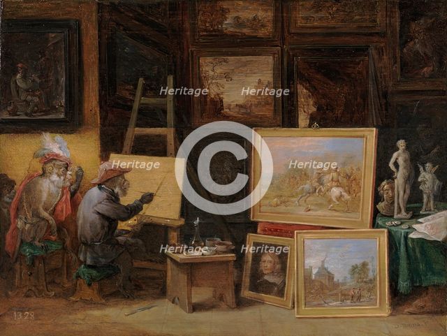 The Monkey Painter, c1660. Creator: David Teniers II.