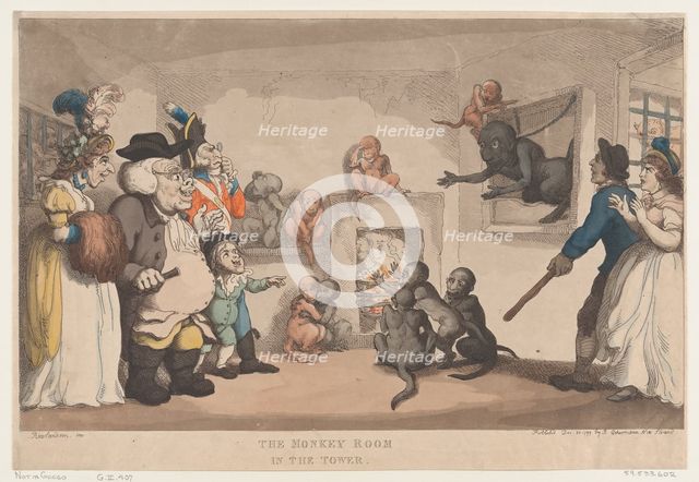 The Monkey Room in the Tower, December 20, 1799., December 20, 1799. Creator: Thomas Rowlandson.