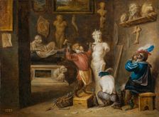 The Monkey Sculptor, c1660. Creator: David Teniers II