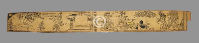 The Monkeys and Bears Fight Ravana and His Demons (verso), from a Romance..., late 1700s. Creator: Unknown.