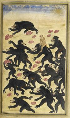 The monkeys outwitting the bears, 1600-01. Creator: Unknown
