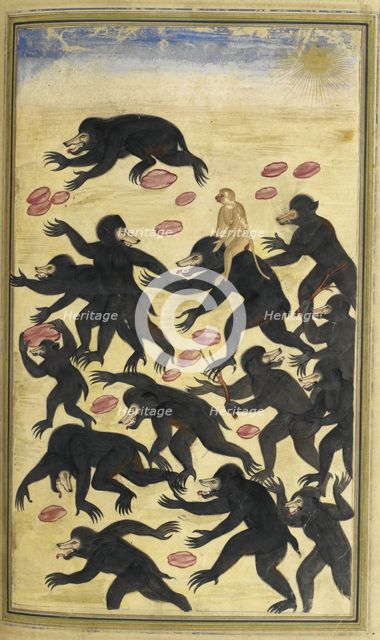 The monkeys outwitting the bears, 1600-01.  Creator: Unknown.