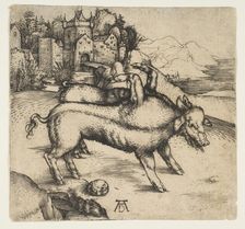 The Monstrous Pig of Landser, ca. 1496. Creator: Albrecht Durer