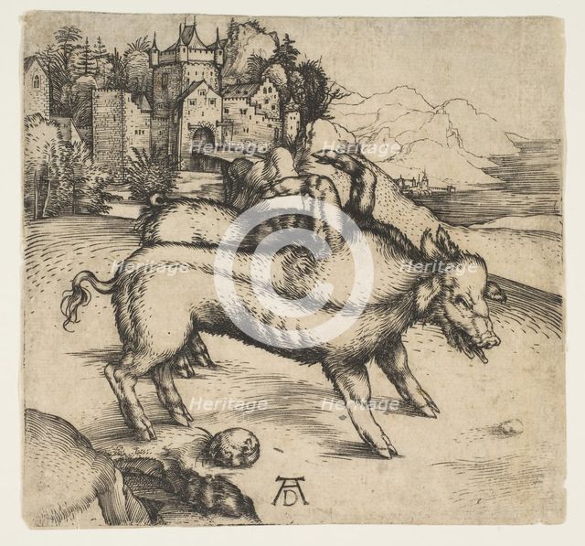 The Monstrous Pig of Landser, ca. 1496. Creator: Albrecht Durer.