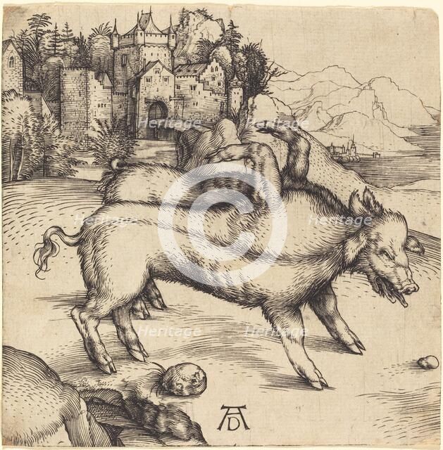 The Monstrous Pig of Landser, probably 1496. Creator: Albrecht Durer.
