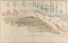 The Mont Blanc range from near Chamonix (recto): Sketches of the Mont Blanc range from the..., 1843. Creator: John Ruskin