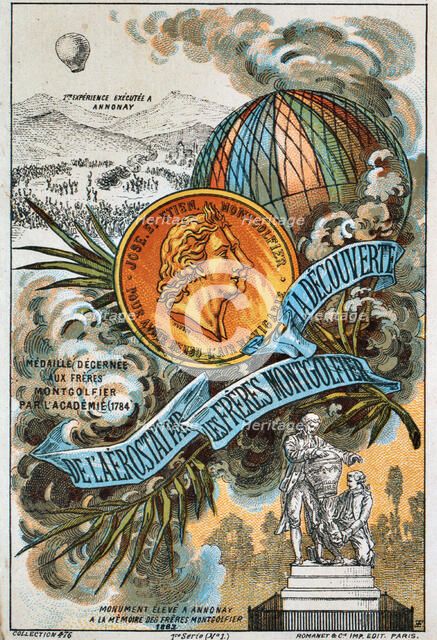 The Montgolfier brothers, French ballooning pioneers, (1890s).  Artist: Anon
