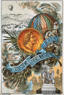 The Montgolfier brothers, French ballooning pioneers, (1890s). Artist: Anon