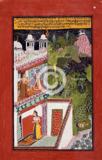 The Month of Bhadon (August-September), Folio from a Barahmasa..., between c1700 and c1725. Creator: Unknown.