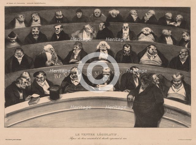 The Monthly Association (plate 18): The Legislative Belly, 1834. Creator: Honoré Daumier (French, 1808-1879); Aubert.
