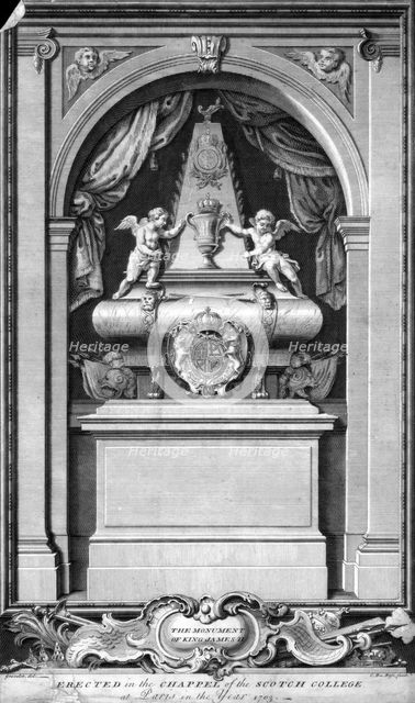 The Monument of King James II of England, Chapel of the Scotch College, Paris.Artist: Bosc