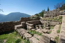 The Monument of the Tarentines, Delphi, Greece. Creator: Samuel Magal