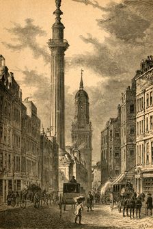 The Monument and the Church of St. Magnus, about 1800 (1897). Creator: Unknown