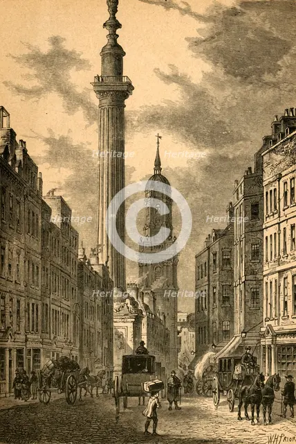 'The Monument and the Church of St. Magnus, about 1800', (1897). Creator: Unknown.