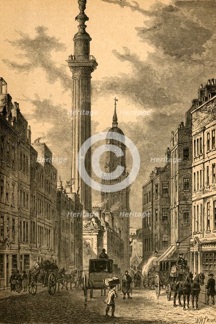 'The Monument and the Church of St. Magnus, about 1800', (1897). Creator: Unknown.