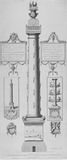 The Monument, City of London, 1670. Artist: Hendrick Hulsbergh