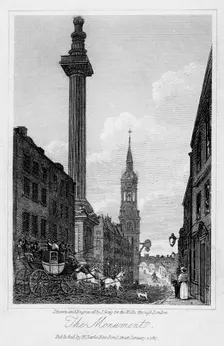 The Monument, City of London, 1817.Artist: J Greig