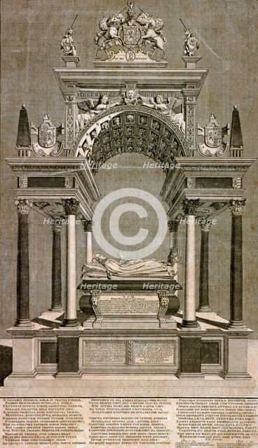 The monument to Mary, Queen of Scots in Westminster Abbey, London, 1742. Artist: James Cole
