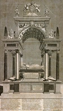 The monument to Mary, Queen of Scots in Westminster Abbey, London, 1742. Artist: James Cole