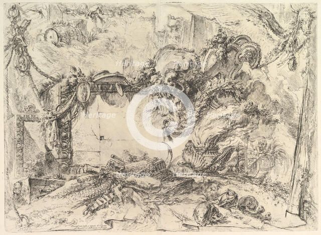 The Monumental Tablet, from Grotteschi (Grotesques), ca. 1748. Creator: Giovanni Battista Piranesi.