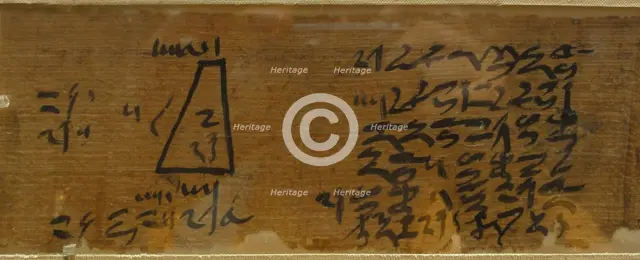 The Moscow Mathematical Papyrus (Golenishchev Mathematical Papyrus) Detail: 14th problem, ca 1840BC.