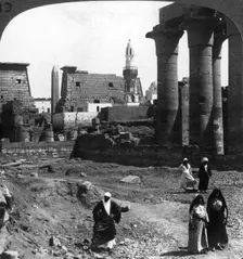 The Moslem mosque in the court of Luxor Temple, Thebes, Egypt 1905.Artist: Underwood & Underwood