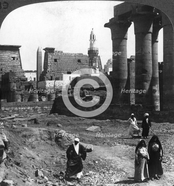 'The Moslem mosque in the court of Luxor Temple, Thebes, Egypt', 1905.Artist: Underwood & Underwood
