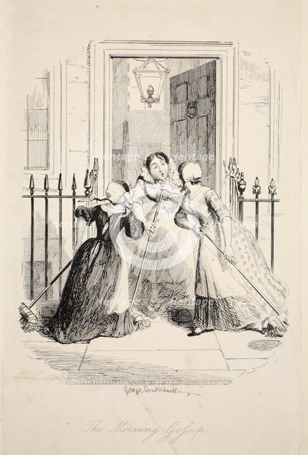 The Morning Gossip,from The Greatest Plague of Life, pub. 1847. Creator: George Cruikshank (1792-1878).