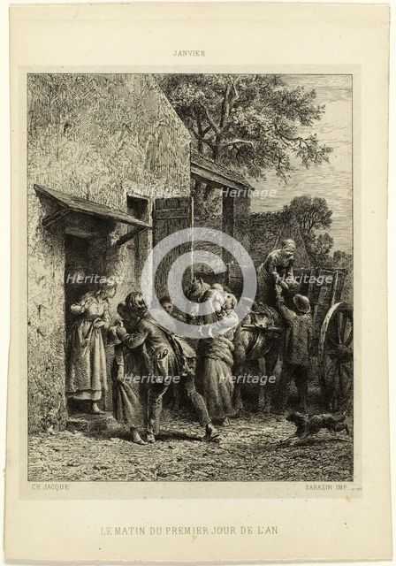 The Morning of the First Day of the Year, c. 1864. Creator: Charles Emile Jacque.