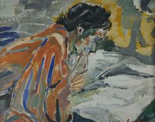 The morning paper, (c1940s). Creator: Eric Hallstrom