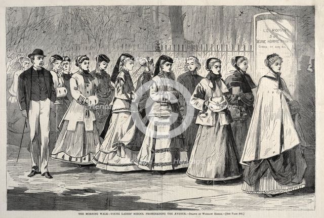 The Morning Walk - Young Ladies School Promenading the Avenue, 1868. Creator: Winslow Homer (American, 1836-1910).