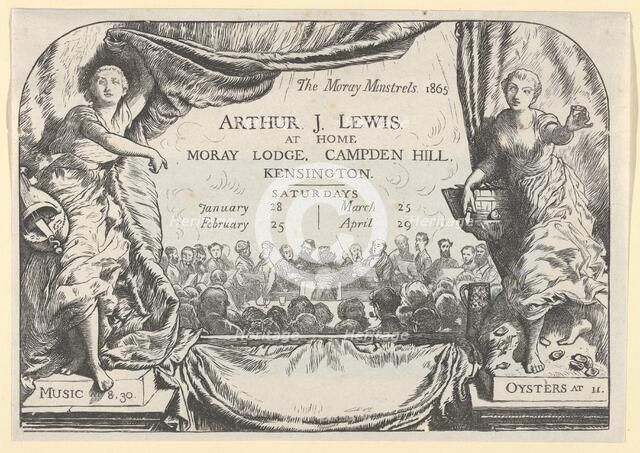 The Moray Minstrels (Invitation card of Arthur James Lewis), 1865. Creator: William Harcourt Hooper.
